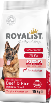 00017  ROYALİST BİFTEKLİ & PİRİNÇLİYETİŞKİN KÖPEK MAMASI 15 KG