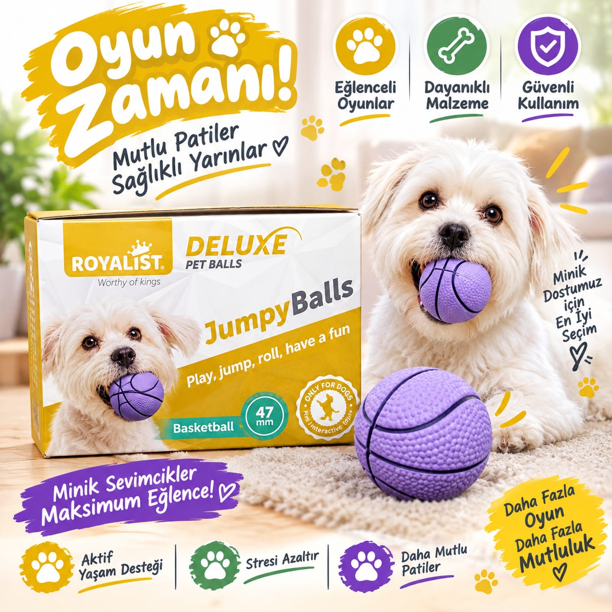 02222 ROYALİST ZIPLAYAN OYUNCAK SERT TOP 47MM 48 Lİ