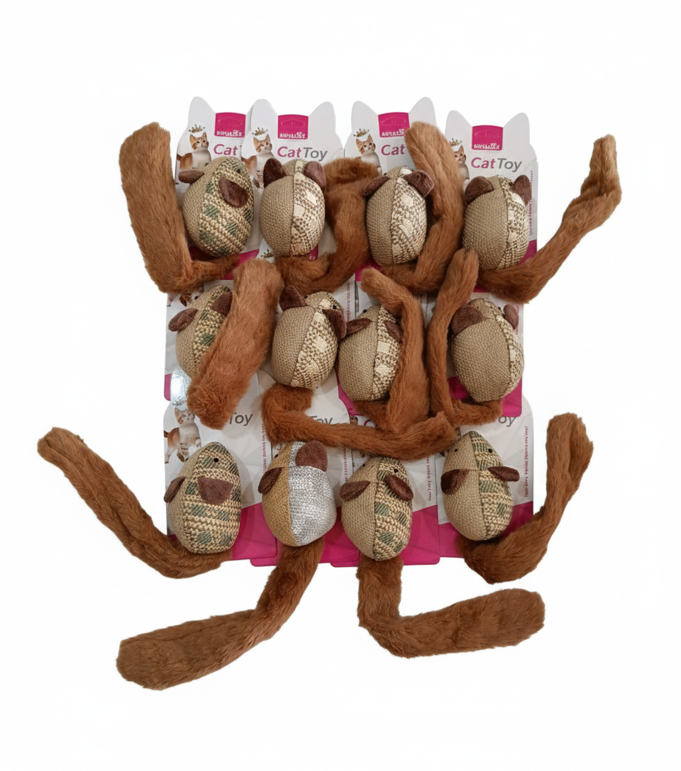 03793 ROYALİST KAHVE KULAK PELUŞ KUYRUK KEDİ OYUNCAK FARE